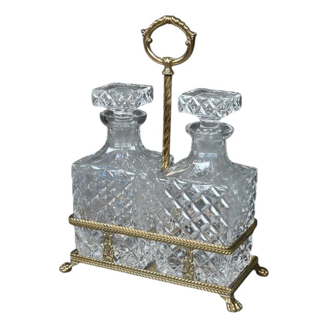 Bronze and Crystal Liquor Cabinet, Late 19th Century, Set of 3 For Sale