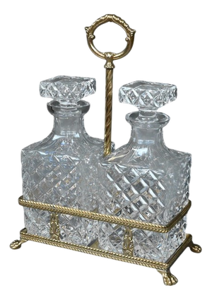 Bronze and Crystal Liquor Cabinet, Late 19th Century, Set of 3