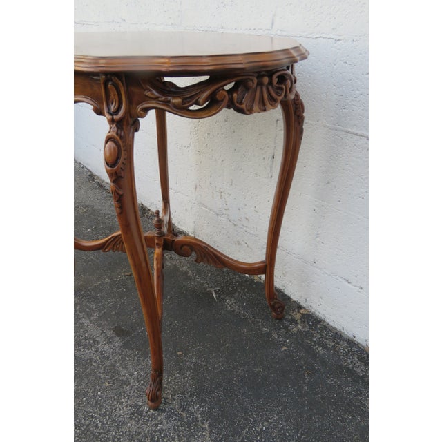 Early 20th Century French Early 1900s Hand Carved Walnut Inlay Side End Center Table For Sale - Image 5 of 13