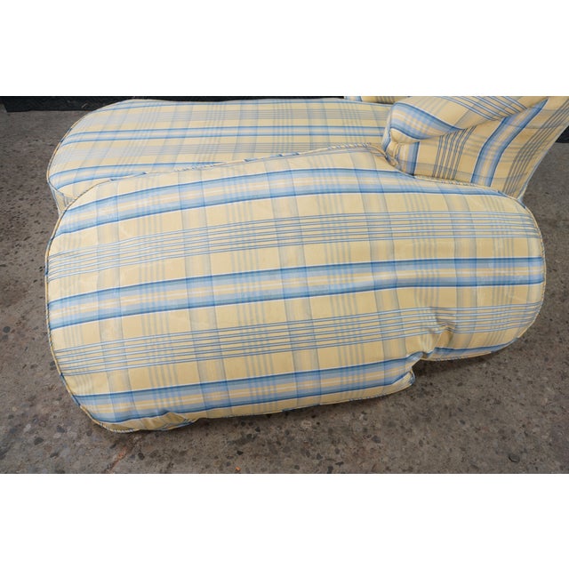 Early 20th Century Early 20th-Century Tufted Plaid Chaise Lounge on Turned Mahogany Baluster Legs For Sale - Image 5 of 18