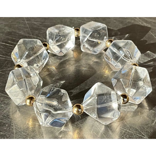 Vintage Boho Faceted Crystal Lucite Beaded Stretch Bracelet For Sale - Image 10 of 11