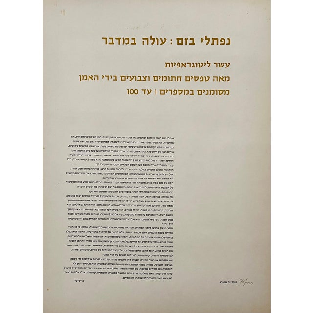 Late 20th Century Naftali Bezem, Rare Israeli Modernist Judaica Watercolor Painting Lion Lithograph Naftali Bezem, 1970 For Sale - Image 5 of 6