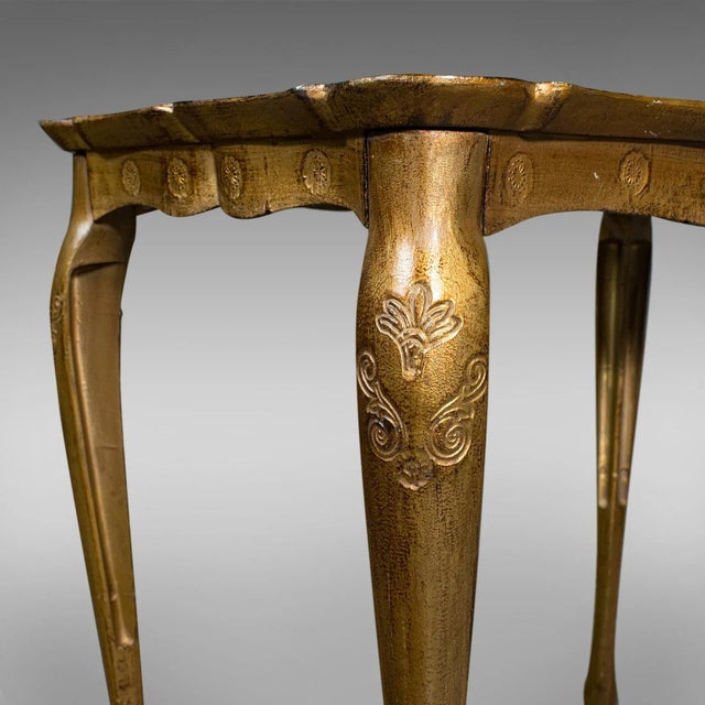 Gold 1970s Trio of Vintage Italian Gilt Composite Nesting Tables For Sale - Image 8 of 13