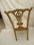 Set of four Chinese Chippendale dining chairs with cream striped original upholstery in good condition.