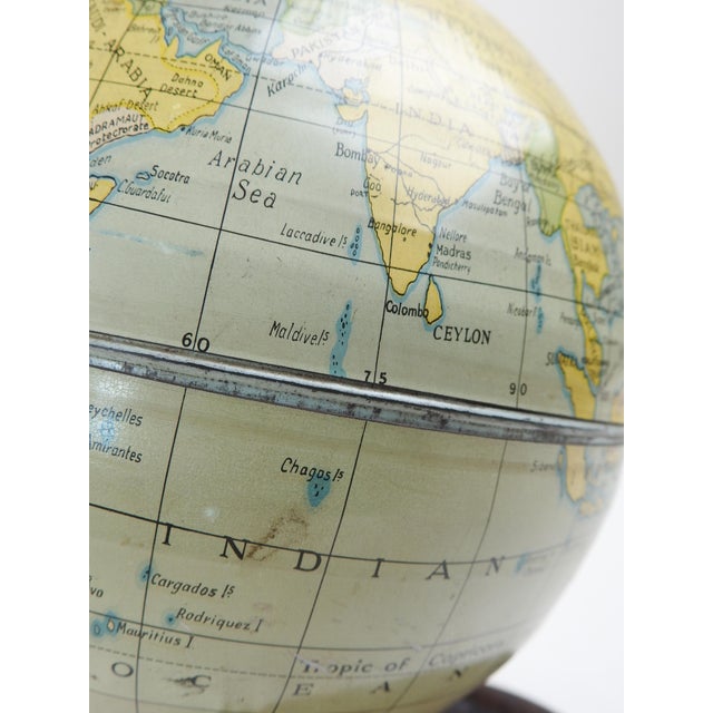 1940s Vintage 1949 Chad Valley 6 In. Metal World Globe For Sale - Image 5 of 9
