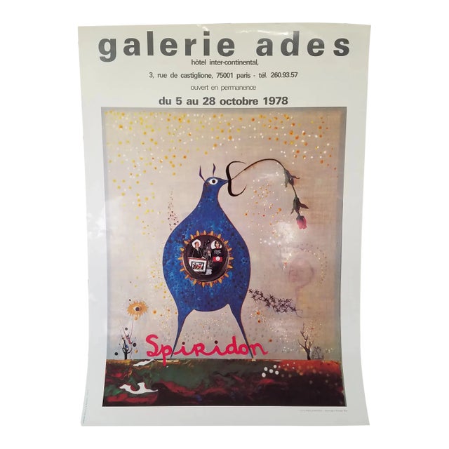 1970s Original Art Poster Exhibition Galerie Ades Vintage François Mitic Spiridon For Sale