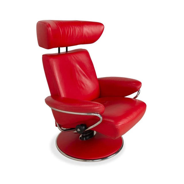 Animal Skin Set of Jazz Swivel Lounge Chair and Ottoman in Leather from Stressless For Sale - Image 7 of 18