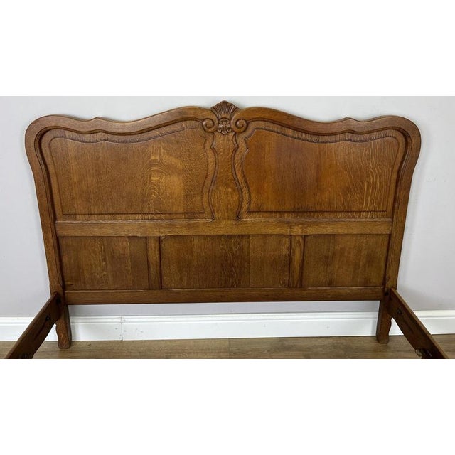 Vintage Louis XVI French Double Bed Frame in Oak For Sale - Image 5 of 13