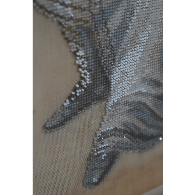 Brown American Victorian Beaded Needlepoint Rotating Fireplace Screen For Sale - Image 8 of 14