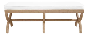 Matthew Izzo Home Xanadu Neoclassical Bench With Natural Rope and Performance Linen Cushion