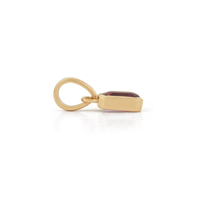 Metal 14k Solid Gold Modern Pink Sapphire Dainty Charm Pendant for Her For Sale - Image 7 of 16