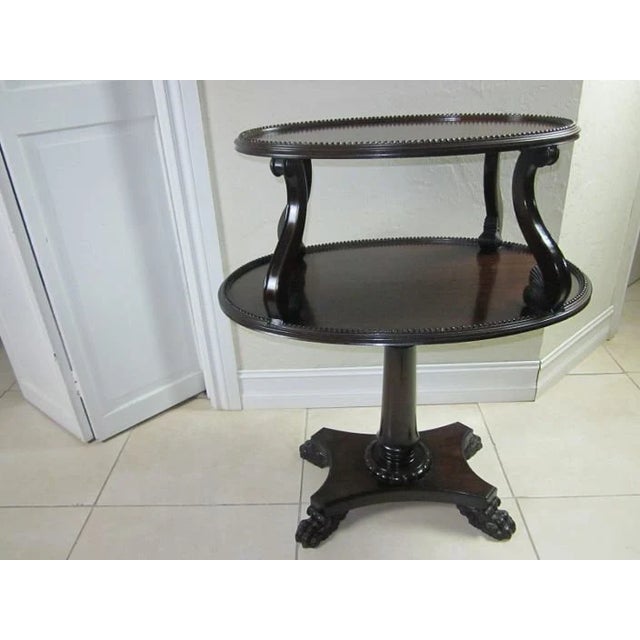 Brown Vintage Dark Tone Wood Two Tier Accent End Side Table Claw Legs For Sale - Image 8 of 9
