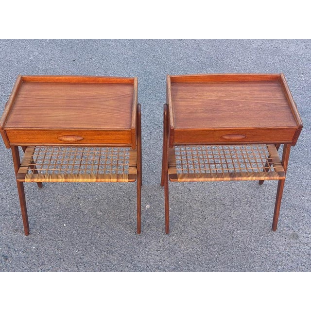 Beautiful Danish teak night stands from the mid 1960´s. Designed by Søren Rasmussen in the mid 1960's. The pair is in a...