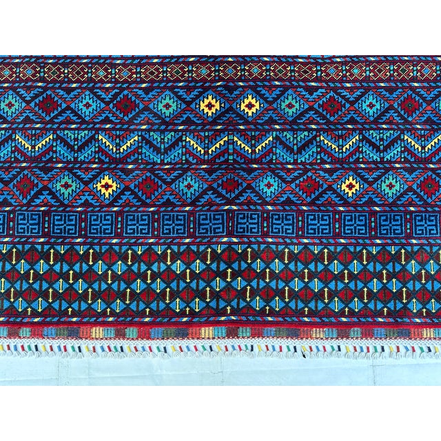 Hand-Knotted Afghan Turkmen Ensi Wool Area Rug - 8'4" X 11'10" For Sale - Image 10 of 15