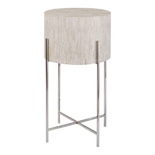 Regina Andrew Bone Drum Table in Polished Nickel For Sale