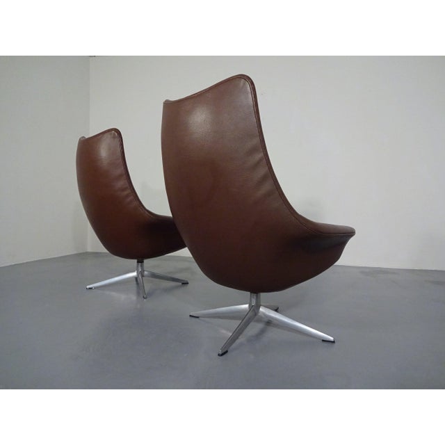 Metal Danish Pirouette Swivel Chair in Leather by H. W. Klein for Bramin, 1960s For Sale - Image 7 of 18