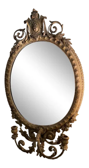 Antique 1830s Giltwood and Gilded Gesso Girandole Mirror