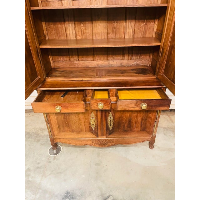 1780's Antique English Walnut Step Back Cupboard Linen Press For Sale - Image 12 of 13