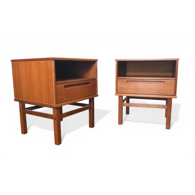 Pair of Kai Kristiansen Teak Nightstands by HJN Møbler | Danish Modern 1960s, Attributed For Sale In San Francisco - Image 6 of 8