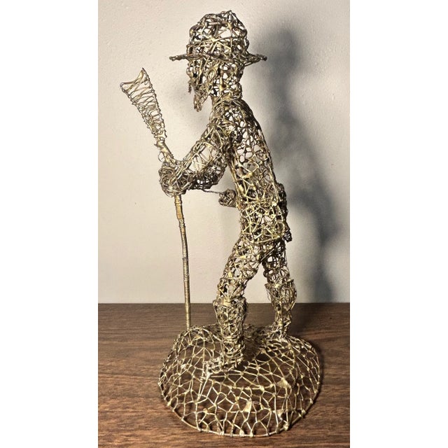 1960s Vintage 1960's Brutalist C. Serraty Style Hunter Man Metal Wire Sculpture For Sale - Image 5 of 7