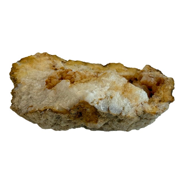 Natural Amber-Toned Botryoidal Quartz Geode Specimen – Display Mineral For Sale