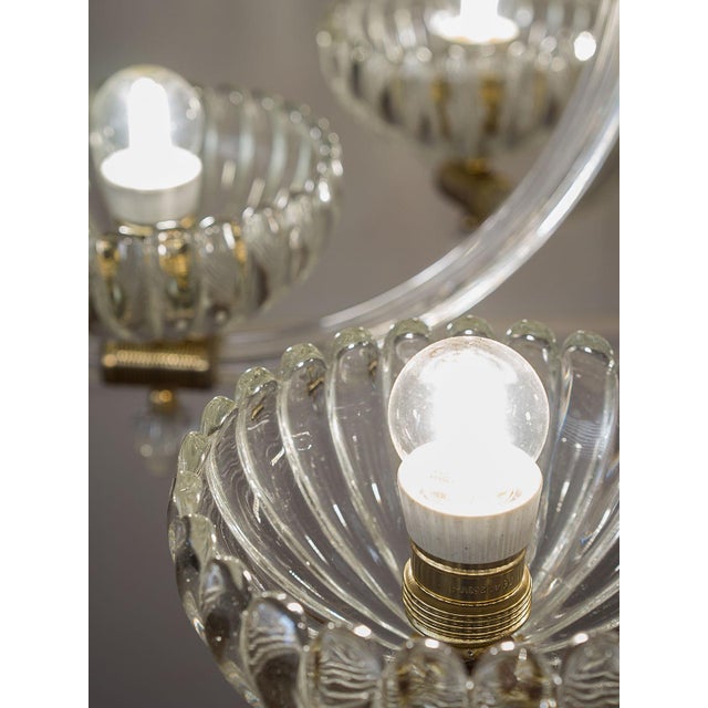 Mid-Century Murano Glass 6-Light Chandelier attributed to Archimede Seguso for Seguso Vetri d'Arte, 1940s For Sale - Image 6 of 14