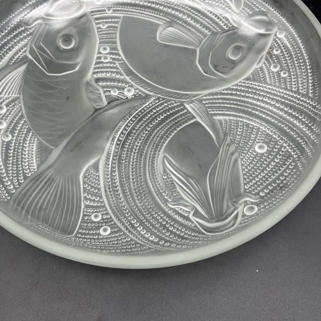 Frosted Pressed Glass Cup with Carp Fish Decoration by Pierre Davesn, 1930s For Sale - Image 12 of 18