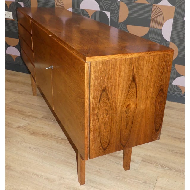 Mid-Century Modern Santos Rosewood 4-Drawer Sideboard with White Interior, 1960s For Sale - Image 10 of 18