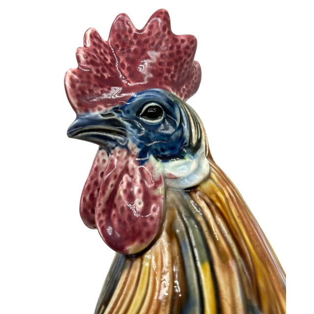 German Majolica Figural Rooster by Riedel Von Riedelstein, Dallwitz, Ca. 1885 For Sale - Image 9 of 13
