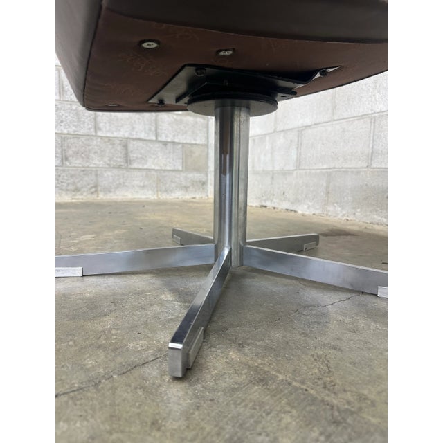 1970s De Sede Leather and Metal Swivel Chairs- A Pair For Sale - Image 10 of 12