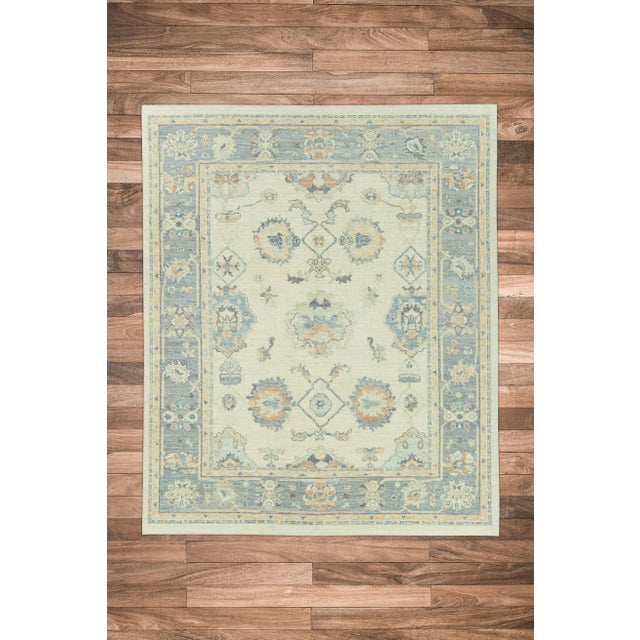 Modern White Color Gray Ivory Field Multicolor Handwoven Turkish Oushak Rug 8'3" X 10' For Sale - Image 3 of 7