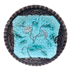 German Majolica Morning Glory Plate Circa 1900