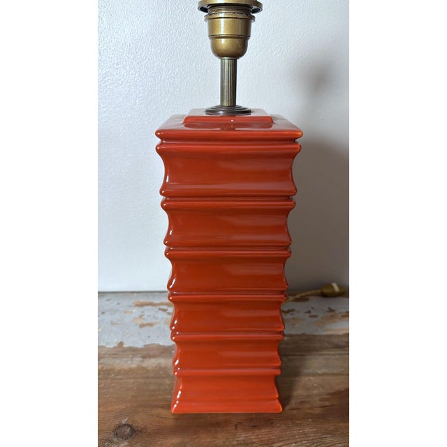 1970s Pair of 1970s Artisan Italian Red Glazed Ceramic Lamps For Sale - Image 5 of 12