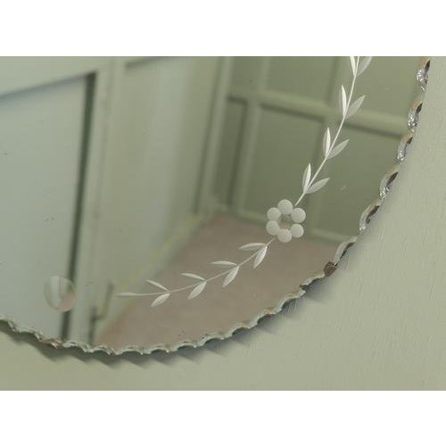 1920s French Art Deco Round Etched Wall Mirror, 1920 For Sale - Image 5 of 7