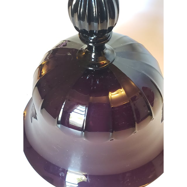 Vintage Murano Glass Amethyst Tazza Compote Bowl Attr Salviati For Sale - Image 11 of 18
