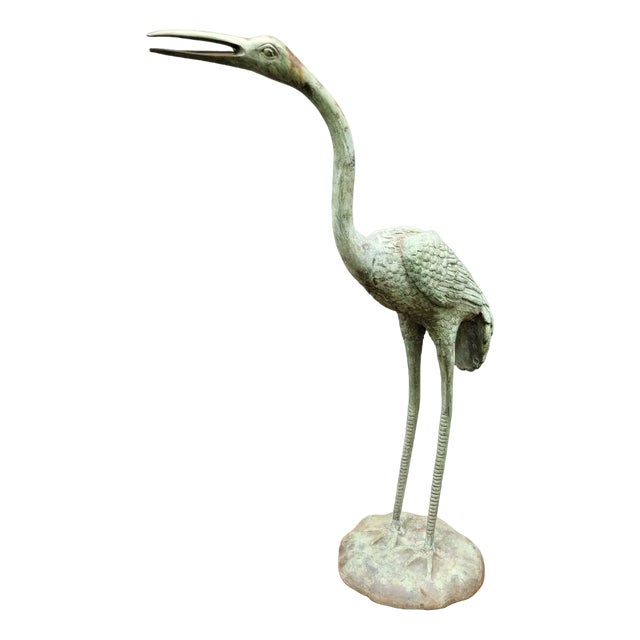 Antique Bronze Statue of a Crane For Sale