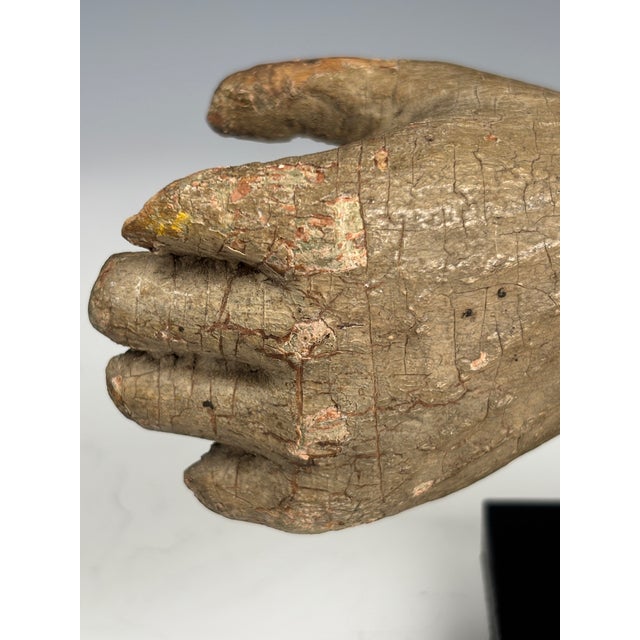 Antique Gesso-Painted Hand Fragment on Stand, 1800 For Sale - Image 10 of 14