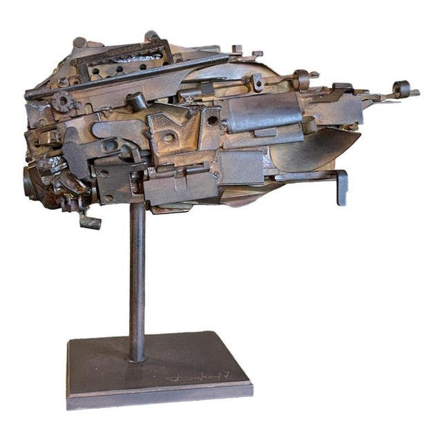 Brutalist Ship / Fish Assembled Sculpturein Steel by Jacques Dufrane, 2000 For Sale - Image 18 of 18