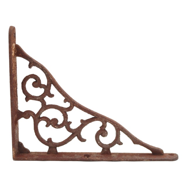 Early 20th Century Victorian Black Cast Iron Shelf Bracket For Sale