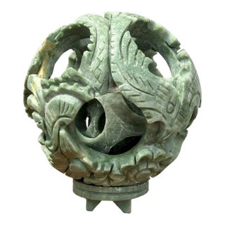 Carved Jade Stone Puzzle Ball For Sale