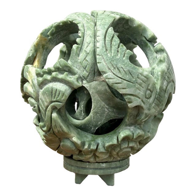 Carved Jade Stone Puzzle Ball For Sale