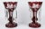 Victorian Antique Pair Ruby Glass Mantle Lusters With Engraved Grapes For Sale - Image 3 of 10