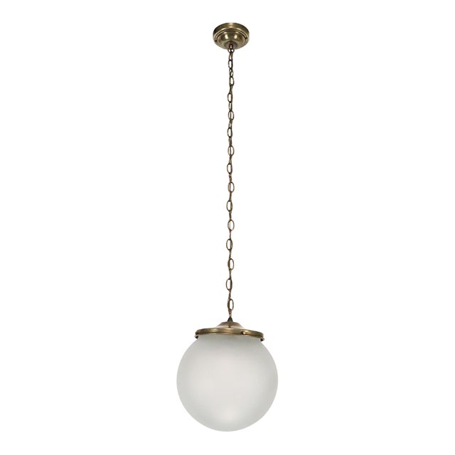 Mid 20th Century Mid Century Modern Frosted Glass Globe Chain Pendant Light For Sale