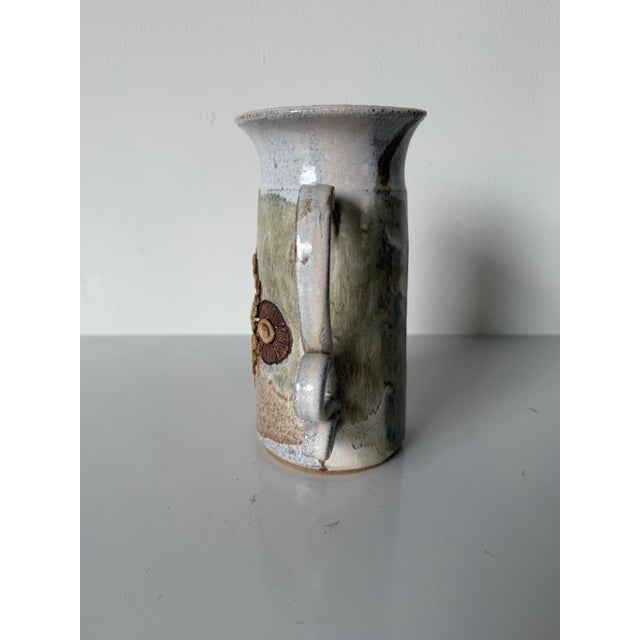 1970s Mid-Century Modern Studio Pottery Sculptural Pitcher Vase, Signed For Sale - Image 9 of 13