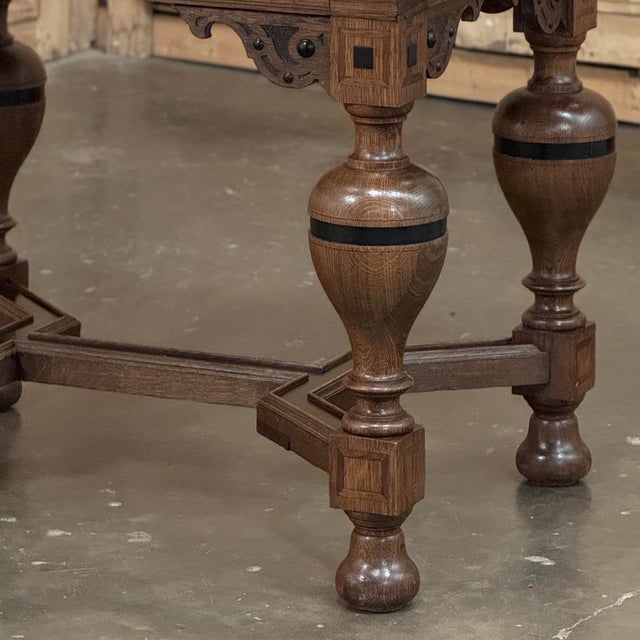 19th Century Dutch Jacobean Style Oak Table With Ebonized Trim For Sale - Image 11 of 18
