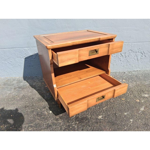 1940's Campaign Nightstands Brass Pulls by John Widdicomb a - Pair For Sale - Image 17 of 18