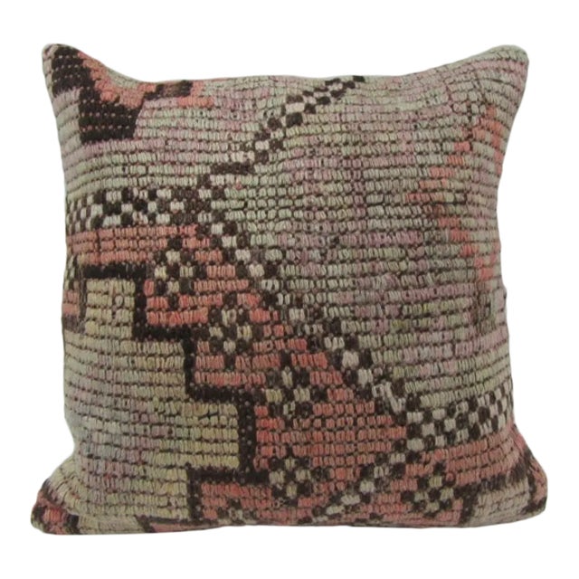 Handmade Pink and Beige Decorative Turkish Kilim Pillow Cover For Sale