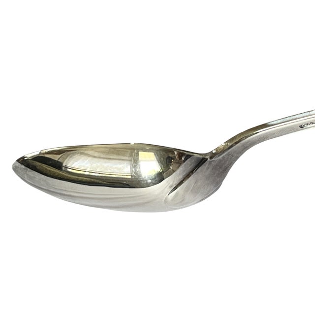 1990s Vintage Gorham Electroplated Hotel Silver "Rochambeau" Stuffing Serving Spoon, 1780 Reproduction With Engraved Jabez Bowen Presentation, 12.5" For Sale - Image 5 of 7