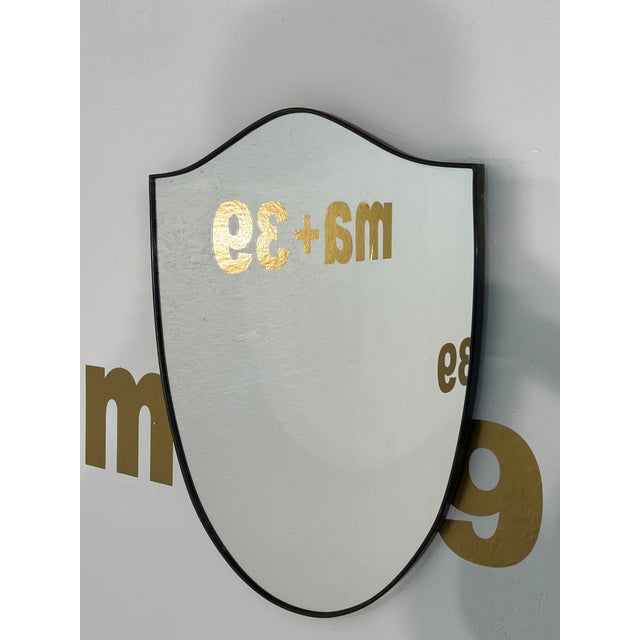 Vintage Italian Brass Shield Mirror 1970s For Sale - Image 4 of 6