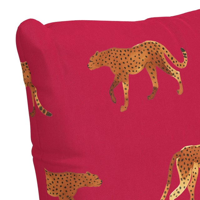 Contemporary 20" Indoor/Outdoor Pillow Raspberry Cheetah Walk For Sale - Image 3 of 5